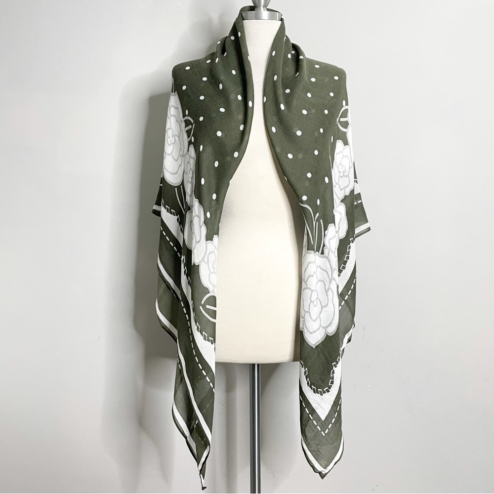 ANNE FONTAINE Adrian Scarf Floral Bamboo & Silk Stole - Picture 3 of 11